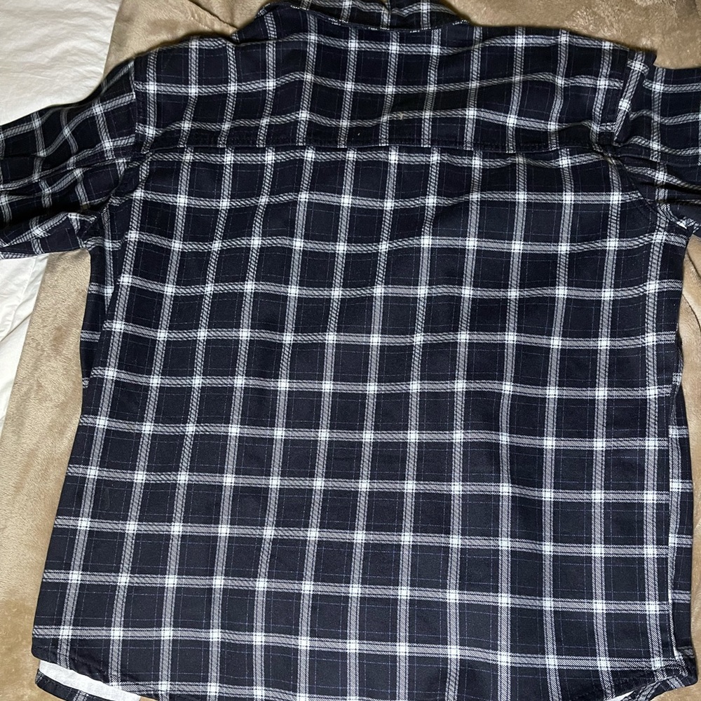 Topshop Plaid Denim Shacket Navy - Picture 4 of 6
